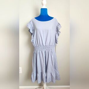 NICOLE MILLER WOMEN'S DRESS BLUE COLOR 55%LINEN, 35%VICKOSE SIZE XL